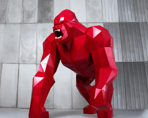 Red Enraged Metal Kong Sculpture