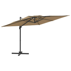 Galleria Design Double Top Outdoor Cantilever Parasol Taupe 400x300 cm