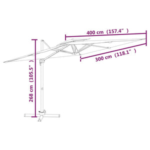 Galleria Design Double Top Outdoor Cantilever Parasol Taupe 400x300 cm