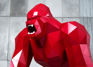 Red Enraged Metal Kong Sculpture