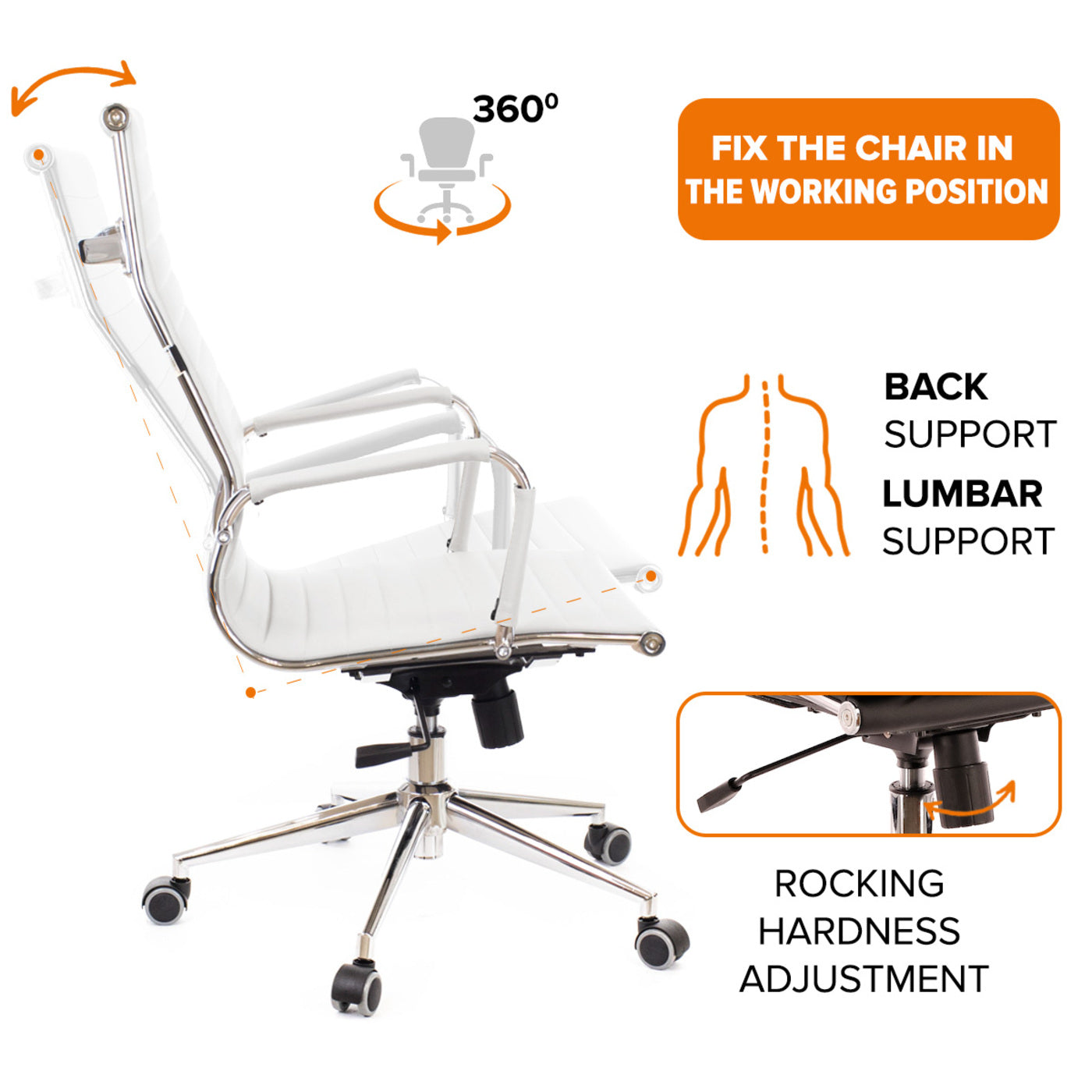 High Back Meeting Chair - Rio White