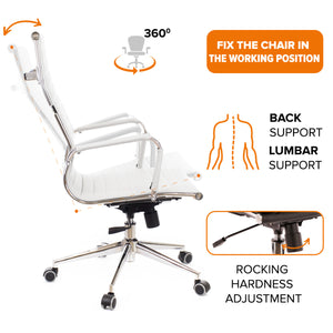 High Back Meeting Chair - Rio White