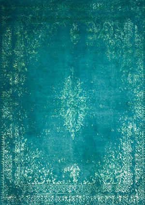 Luxurious 100% Natural Wool & Silk Emerald Green Rug