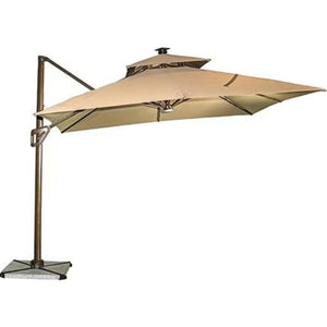 Khaki Double Layer Solar LED Bar Patio Umbrella - Parasols