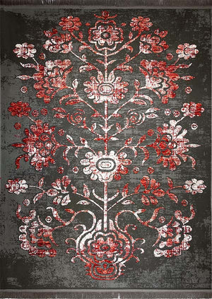 Rustic Red Floral Persian Rug - Exquisite Polyester Craftsmanship