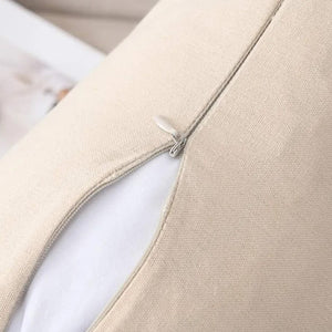 Cushion Covers Solid Color Pillow Case With Faux Leather Strap 100% Cotton - Set of 4