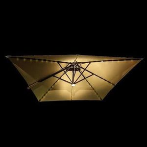 Khaki Double Layer Solar LED Bar Patio Umbrella - Parasols