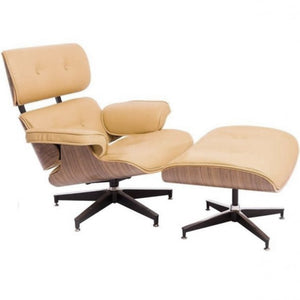 RECLINER RELAXING BEIGE NATURAL LEATHER CHAIR