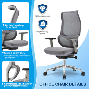 Ergonomic White Workspace Chair with Lumbar Support