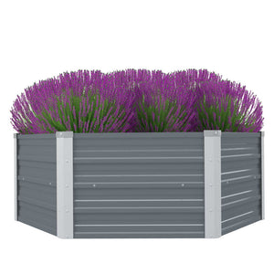 Galleria Design Raised Garden Bed 129x129x46 cm Galvanised Steel Grey