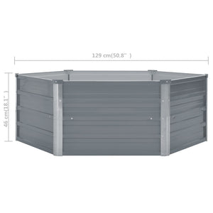 Galleria Design Raised Garden Bed 129x129x46 cm Galvanised Steel Grey