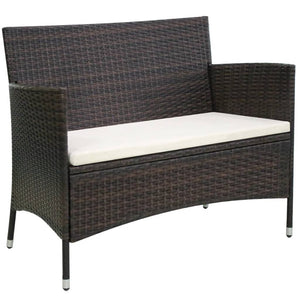 Galleria Design Garden Bench 106 cm Poly Rattan Brown