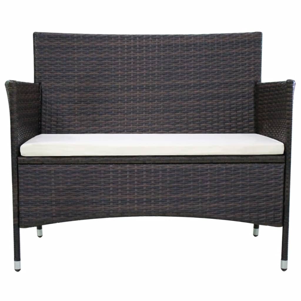 Galleria Design Garden Bench 106 cm Poly Rattan Brown