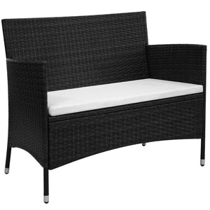 Galleria Design Garden Bench 90 cm Poly Rattan Black