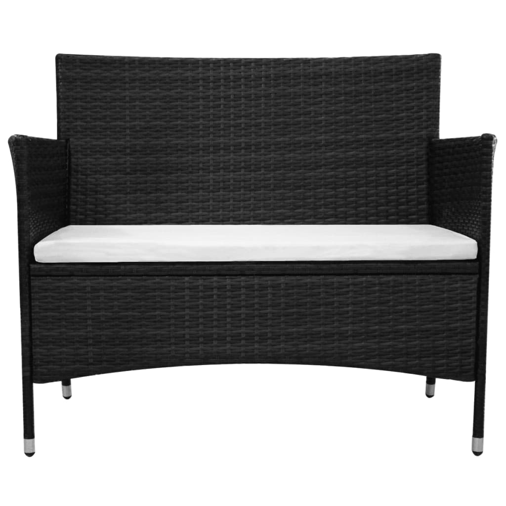 Galleria Design Garden Bench 90 cm Poly Rattan Black