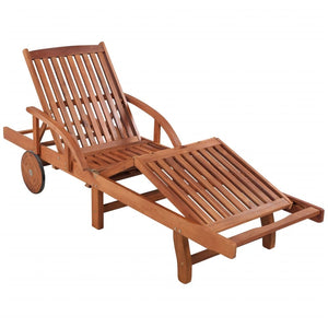 Galleria Design Sun Lounger with Cushion Solid Acacia Wood