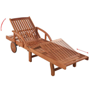 Galleria Design Sun Lounger with Cushion Solid Acacia Wood