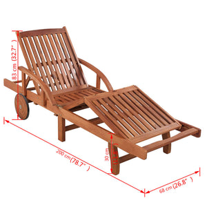 Galleria Design Sun Lounger with Cushion Solid Acacia Wood