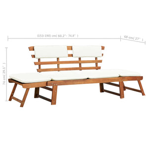 Galleria Design Garden Bench with Cushions 2-in-1 190 cm Solid Acacia Wood