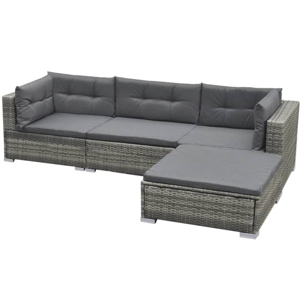 Galleria Design 5 Piece Garden Lounge Set with Cushions Poly Rattan Grey