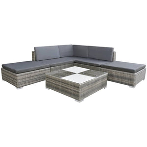 Galleria Design 6 Piece Garden Lounge Set with Cushions Poly Rattan Grey