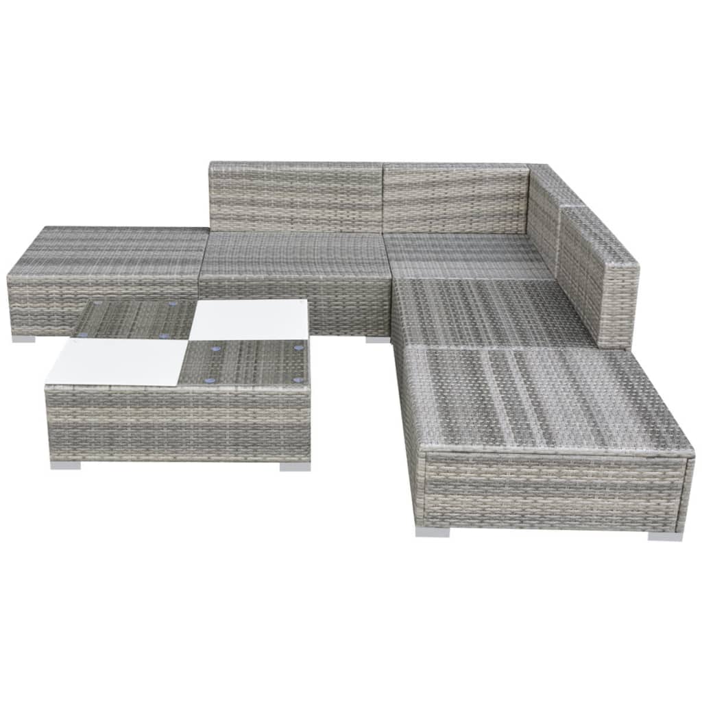 Galleria Design 6 Piece Garden Lounge Set with Cushions Poly Rattan Grey