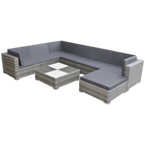 Galleria Design 8 Piece Garden Lounge Set with Cushions Poly Rattan Grey