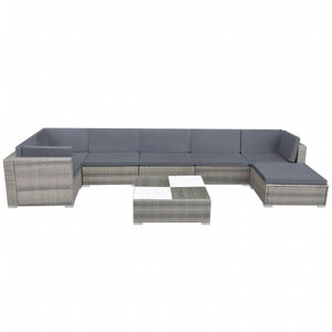 Galleria Design 8 Piece Garden Lounge Set with Cushions Poly Rattan Grey