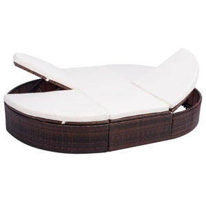 Galleria Design Outdoor Lounge Bed with Cushion Poly Rattan Brown