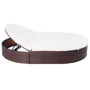 Galleria Design Outdoor Lounge Bed with Cushion Poly Rattan Brown