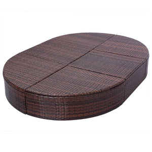 Galleria Design Outdoor Lounge Bed with Cushion Poly Rattan Brown