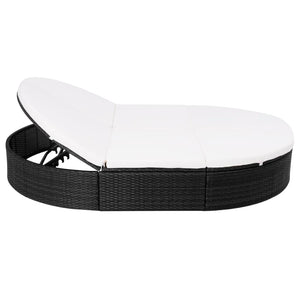 Galleria Design Outdoor Lounge Bed with Cushion Poly Rattan Black