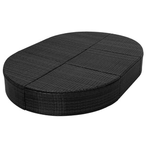 Galleria Design Outdoor Lounge Bed with Cushion Poly Rattan Black