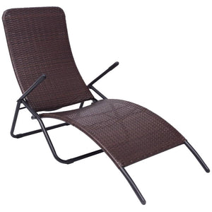 Galleria Design Folding Sun Lounger Poly Rattan Brown