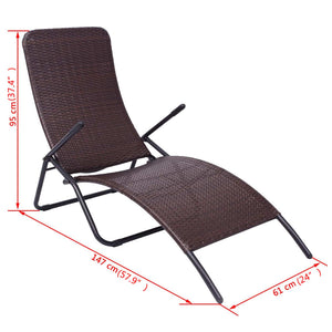 Galleria Design Folding Sun Lounger Poly Rattan Brown