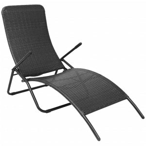 Galleria Design Folding Sun Lounger Poly Rattan Black