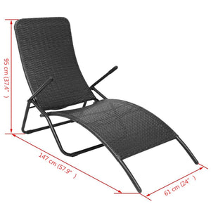 Galleria Design Folding Sun Lounger Poly Rattan Black