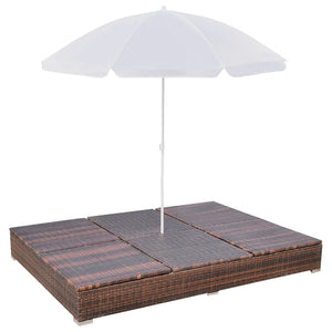 Galleria Design Outdoor Lounge Bed with Umbrella Poly Rattan Brown