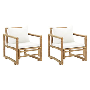 Galleria Design Garden Chairs 2 pcs with Cushions and Pillows Bamboo