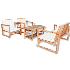 Galleria Design 4 Piece Garden Lounge Set with Cushions Bamboo