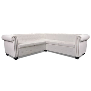 Galleria Design Chesterfield Corner Sofa 5-Seater Artificial Leather White