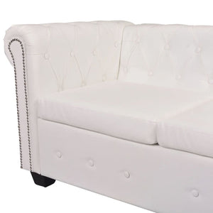 Galleria Design Chesterfield Corner Sofa 5-Seater Artificial Leather White