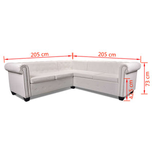 Galleria Design Chesterfield Corner Sofa 5-Seater Artificial Leather White