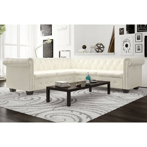 Galleria Design Chesterfield Corner Sofa 5-Seater Artificial Leather White