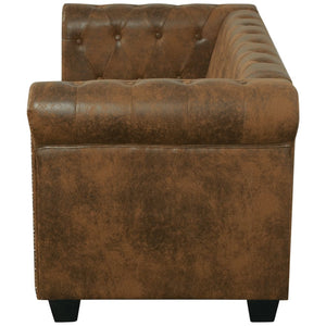 Galleria Design Chesterfield Sofa 2-Seater Artificial Leather Brown