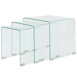 Galleria Design Three Piece Nesting Table Set Tempered Glass Clear