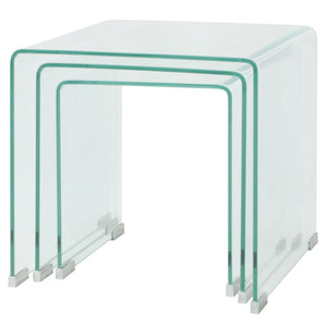 Galleria Design Three Piece Nesting Table Set Tempered Glass Clear