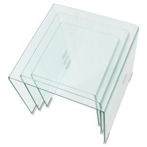 Galleria Design Three Piece Nesting Table Set Tempered Glass Clear