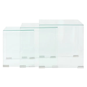 Galleria Design Three Piece Nesting Table Set Tempered Glass Clear