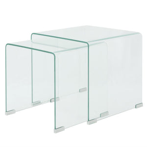 Galleria Design Two Piece Nesting Table Set Tempered Glass Clear